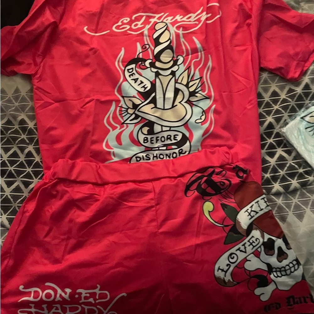 Ed Hardy Vibrant Red Tattoo-Inspired Set